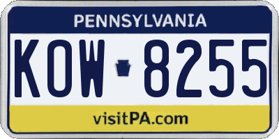 PA license plate KOW8255