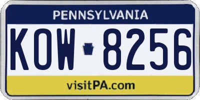 PA license plate KOW8256