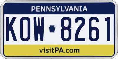 PA license plate KOW8261