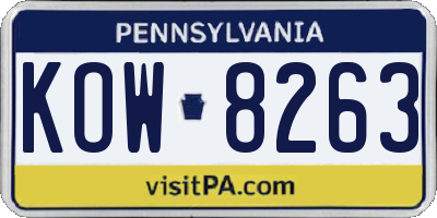 PA license plate KOW8263
