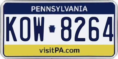 PA license plate KOW8264