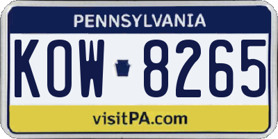 PA license plate KOW8265