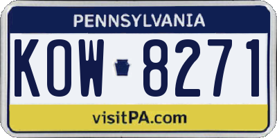 PA license plate KOW8271