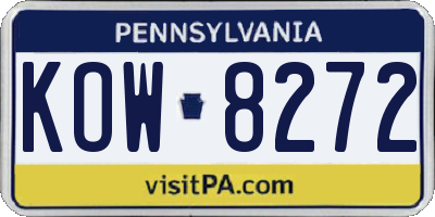 PA license plate KOW8272