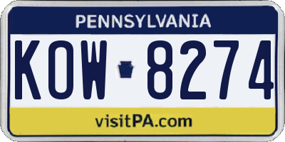 PA license plate KOW8274