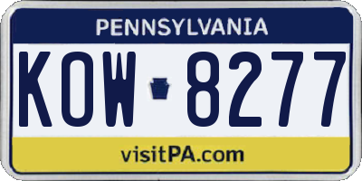 PA license plate KOW8277