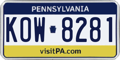 PA license plate KOW8281