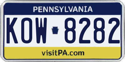 PA license plate KOW8282