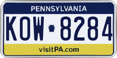 PA license plate KOW8284