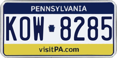 PA license plate KOW8285