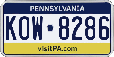 PA license plate KOW8286