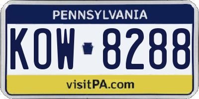 PA license plate KOW8288