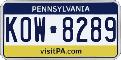 PA license plate KOW8289
