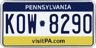 PA license plate KOW8290