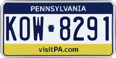 PA license plate KOW8291
