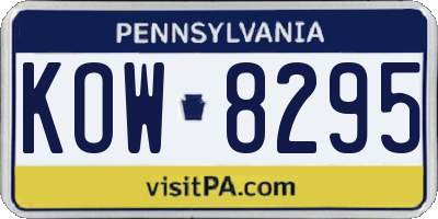 PA license plate KOW8295