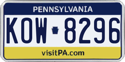 PA license plate KOW8296