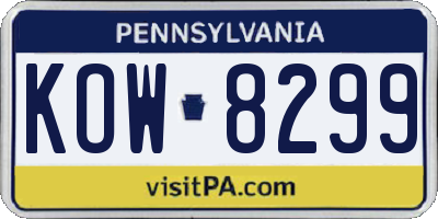 PA license plate KOW8299