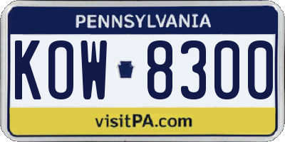 PA license plate KOW8300