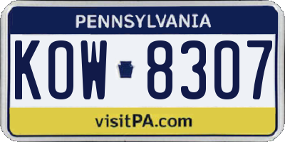 PA license plate KOW8307