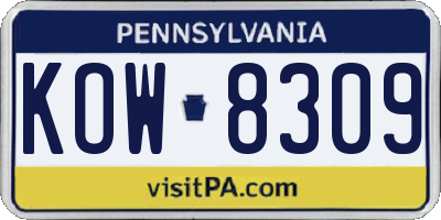 PA license plate KOW8309