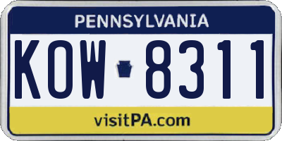 PA license plate KOW8311