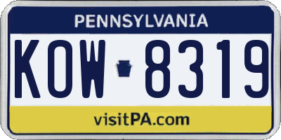 PA license plate KOW8319