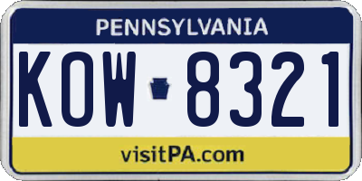PA license plate KOW8321
