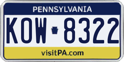 PA license plate KOW8322