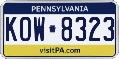 PA license plate KOW8323