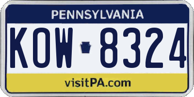 PA license plate KOW8324