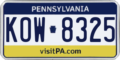 PA license plate KOW8325