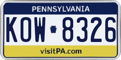 PA license plate KOW8326
