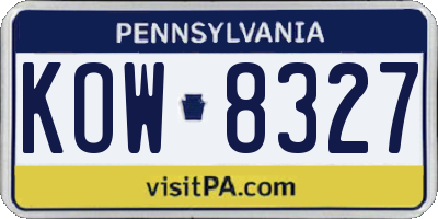 PA license plate KOW8327