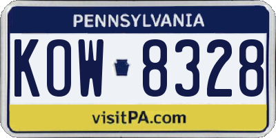 PA license plate KOW8328