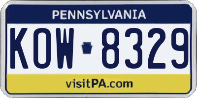 PA license plate KOW8329