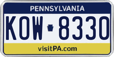 PA license plate KOW8330