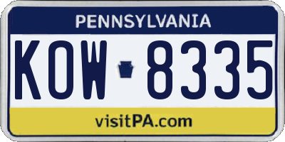 PA license plate KOW8335