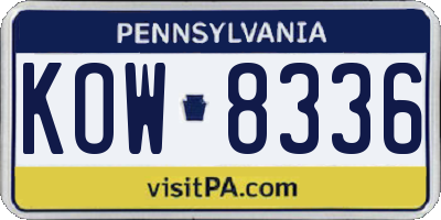 PA license plate KOW8336