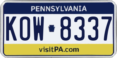 PA license plate KOW8337
