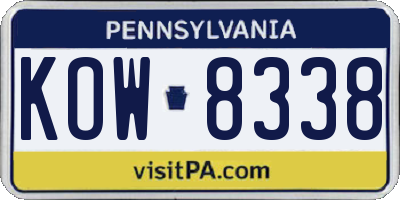 PA license plate KOW8338