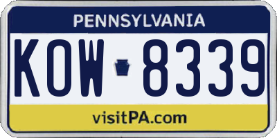 PA license plate KOW8339