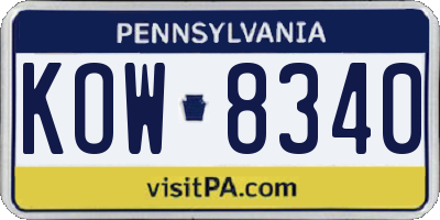 PA license plate KOW8340