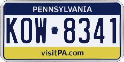 PA license plate KOW8341