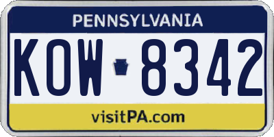 PA license plate KOW8342