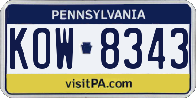 PA license plate KOW8343