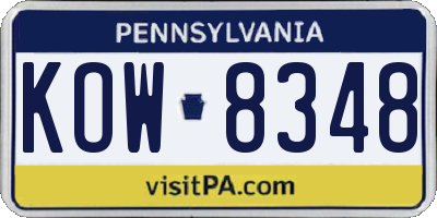 PA license plate KOW8348