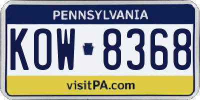 PA license plate KOW8368