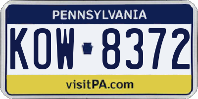 PA license plate KOW8372