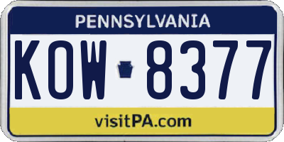 PA license plate KOW8377